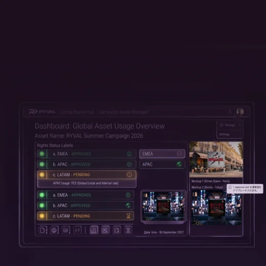 Usage Rights Management tool mockup