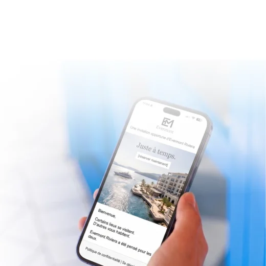 a newsletter for a hotel group on a phone screen in french