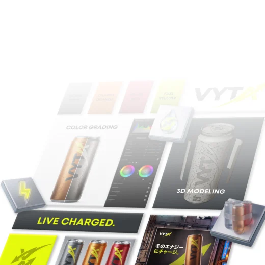 Various mockups of assets to demonstrate post production work
