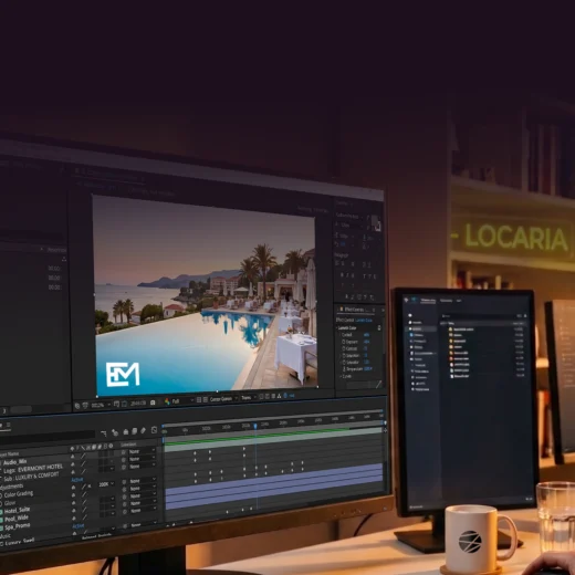 A screen showing video editing software