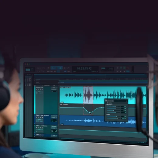 A screen showing voice editing software