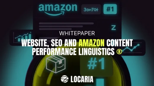 Amazon content performance linguistics Magnifying glass amazon logo bar chart