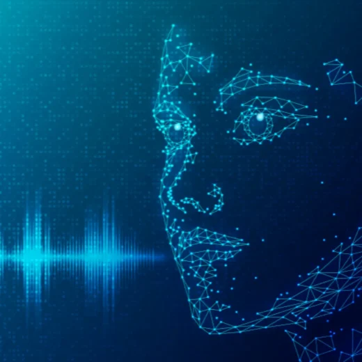Image with a digital face and sound representation