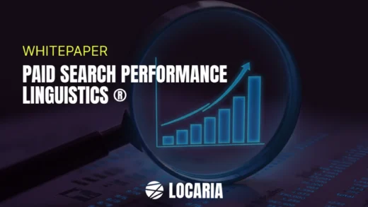 Paid search performance linguistics a paper that has a bar chart and Magnifying glass