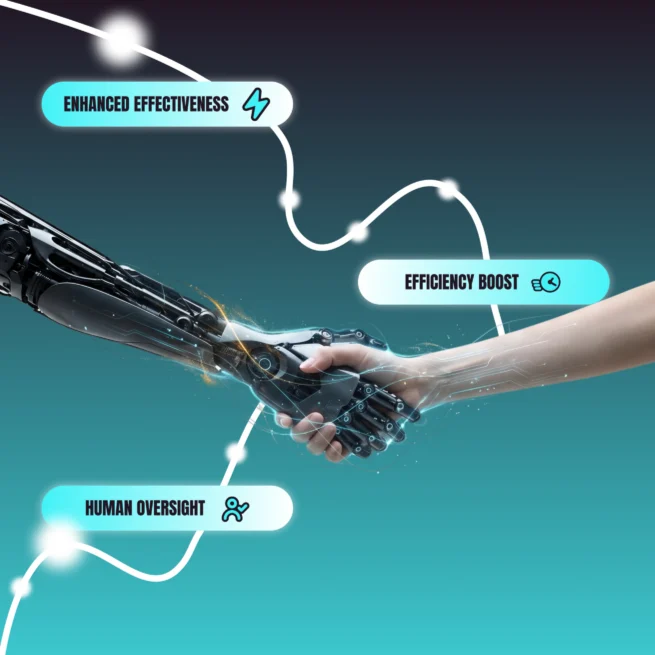 image of human hand and robot hand shaking